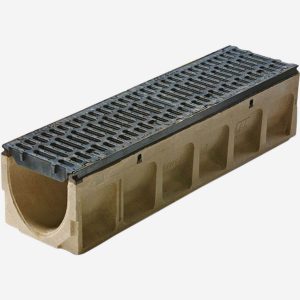 10" Wide 'Pre-Sloped' Polymer Concrete Trench Drain System with Ductile Iron Edge Rail for Extra Heavy Applications - Powerdrain®